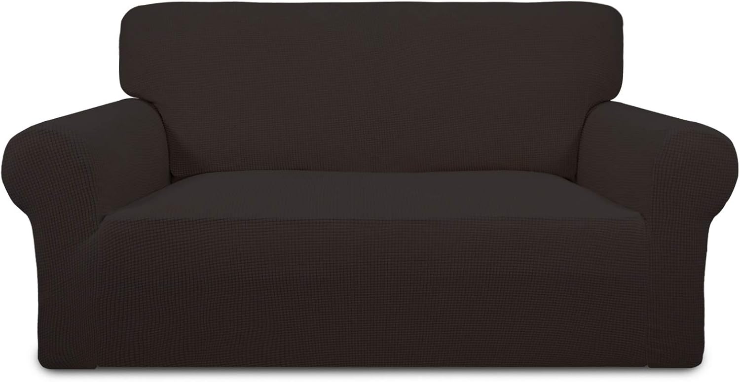 PureFit Stretch Loveseat Sofa Slipcover for Kids, Chocolate