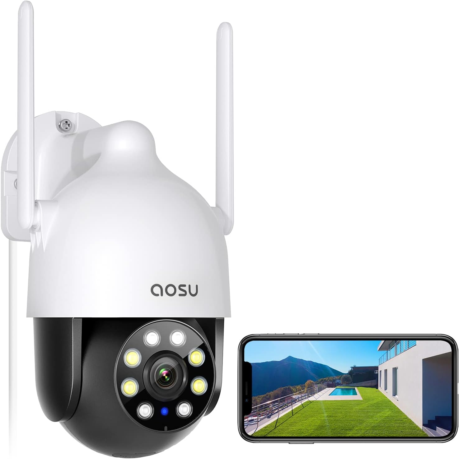 AOSU 2K Security Cameras Outdoor with 360 Pan-Tilt View
