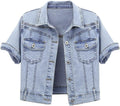 Omoone Women's Crop Denim Trucker Jacket for Stylish Summer Days
