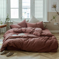 Brick Red Duvet Cover King Jersey Knit Cotton - Soft Zipper Closure