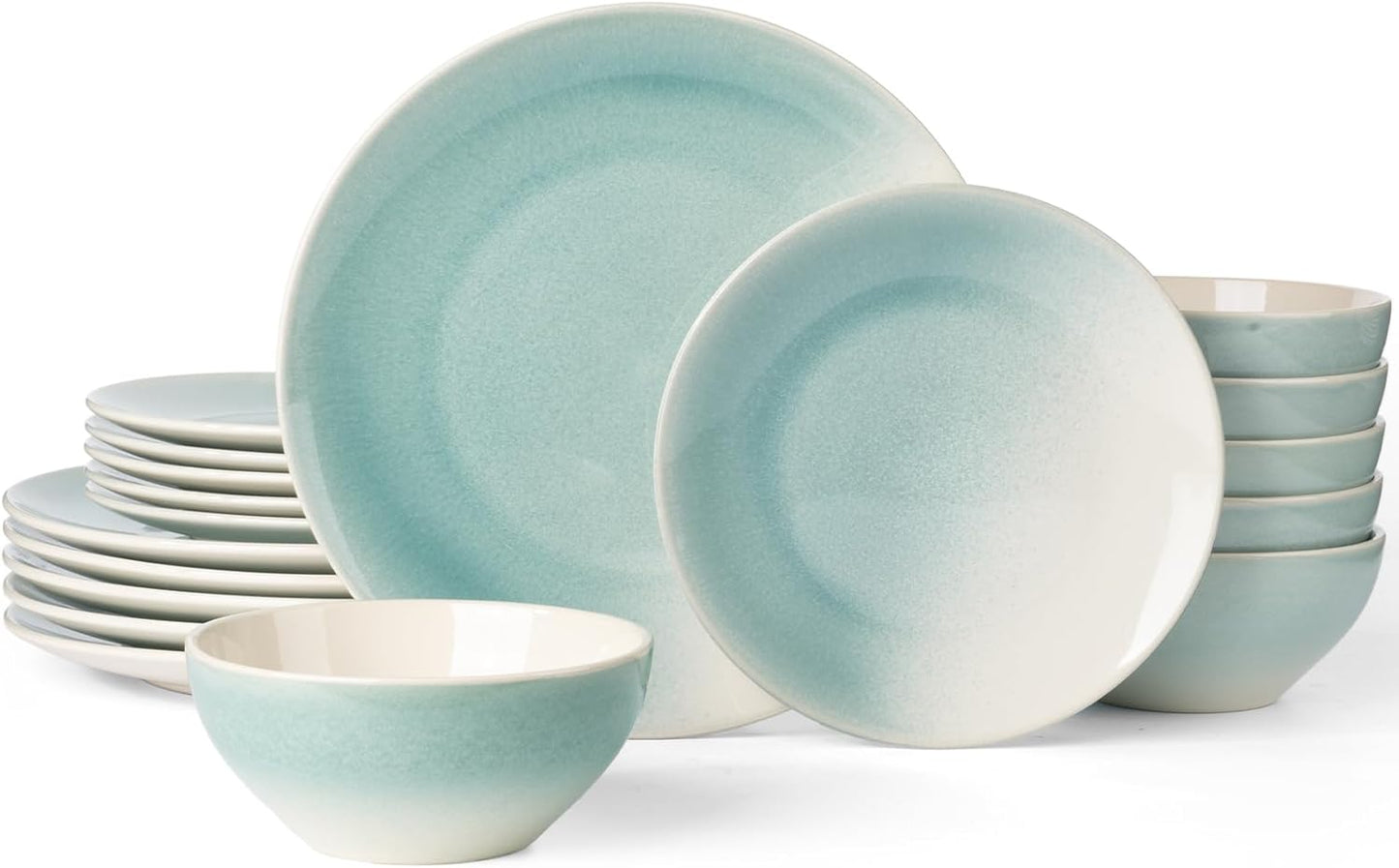 Famiware Glacier Dinnerware Sets for 6 - 18 Piece Stoneware
