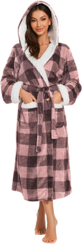 iniber Plush Robes for Women - Fuzzy Fluffy Long Hooded Robe