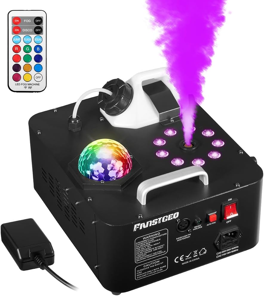 Fog Machine with LED Lights and Wireless Remote for Parties