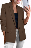 Womens Long Sleeve Open Front Blazer Jacket - Slim Fit Office Wear