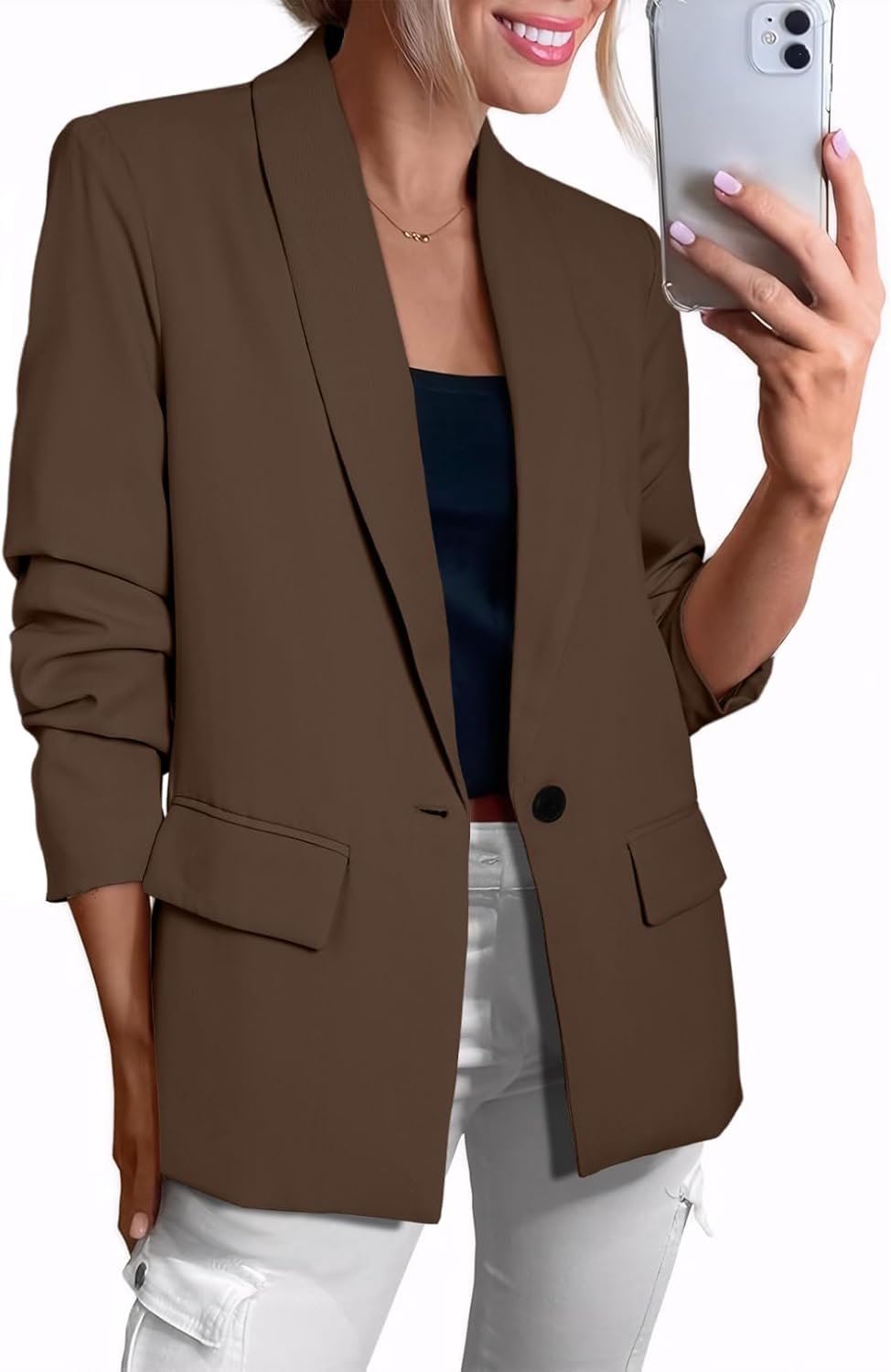 Happy Sailed Womens Long Sleeve Blazer for Office and Casual Wear
