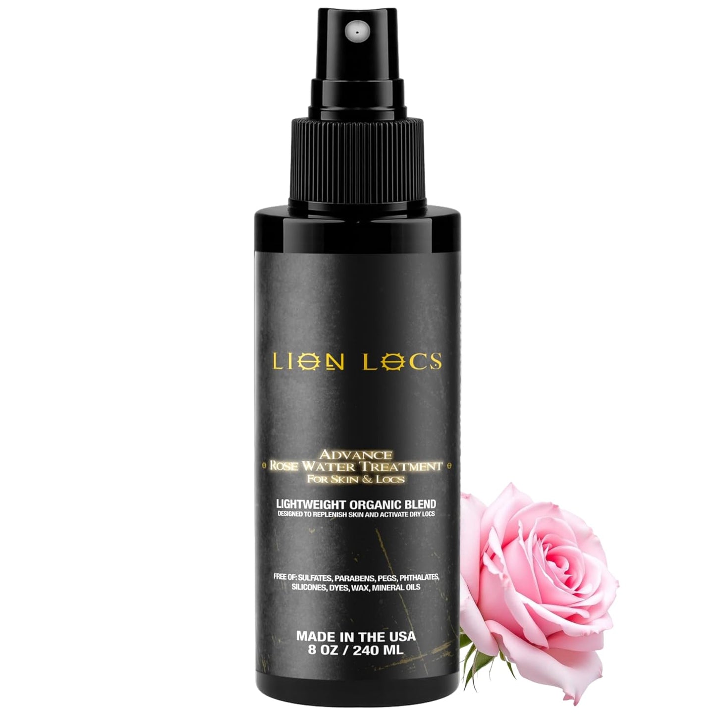 Lion Locs Rosewater Spray for Dreads, Braids, and Locs 8 oz
