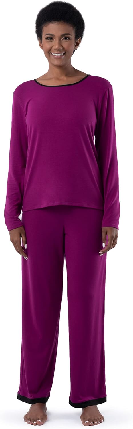 Fruit of the Loom Women's Long Sleeve Tee and Pant Sleep Set
