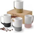 Set of 4 Large Ceramic Mugs | 16 oz | Microwave & Dishwasher Safe | Ideal Gift