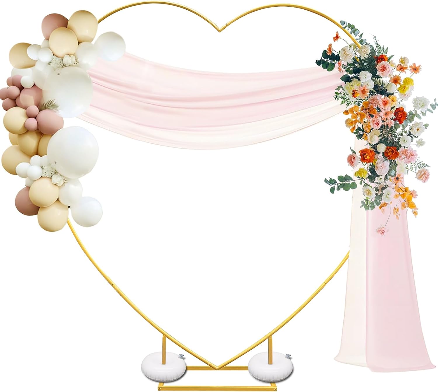 7FT Metal Heart Arch for Weddings and Celebrations - Gold Decor
