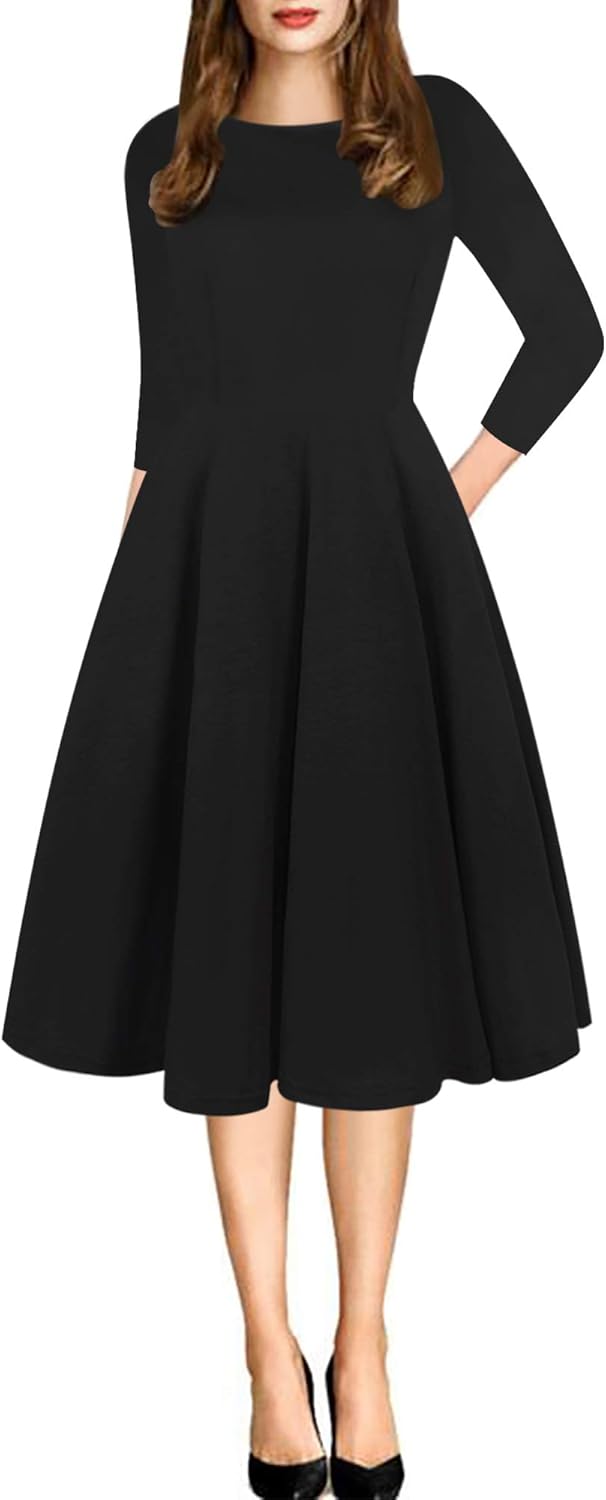 Oxiuly Women's Vintage Patchwork Pockets Swing Dress Review