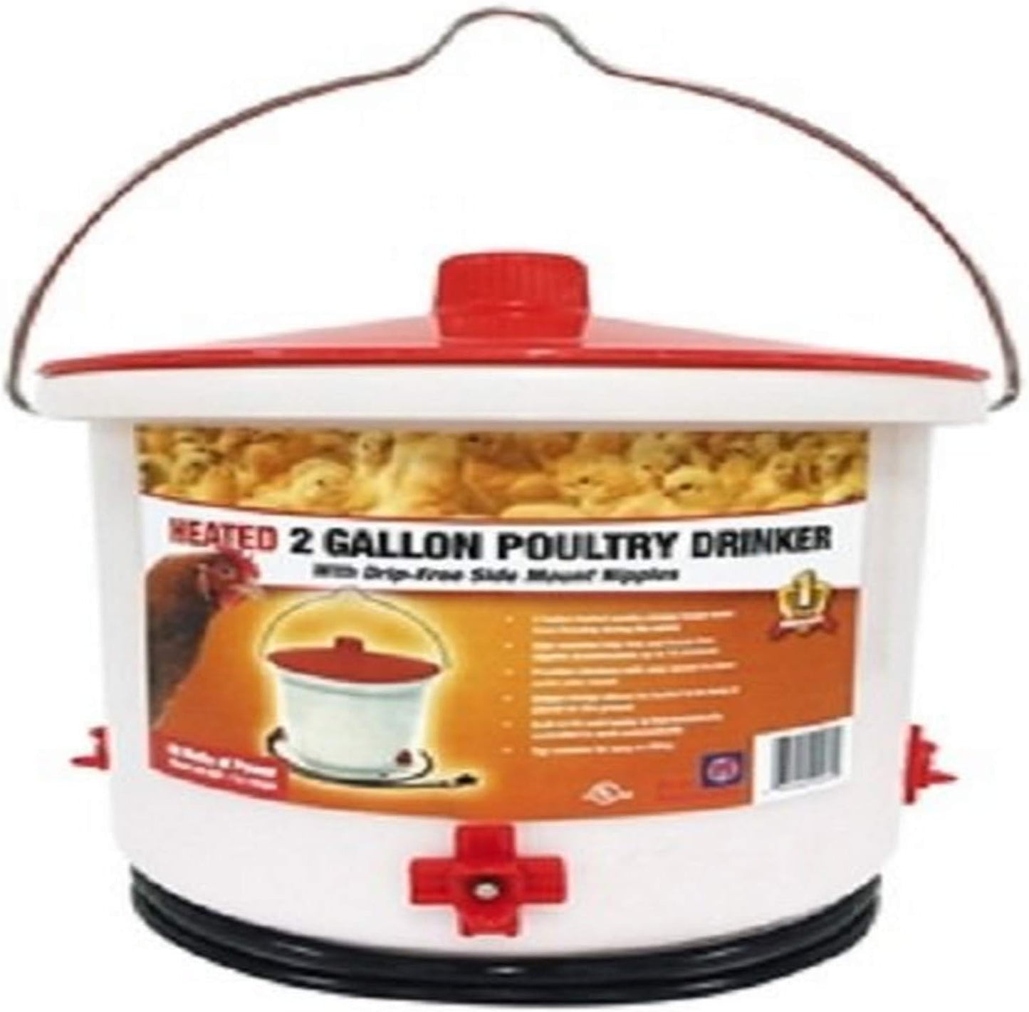 Farm Innovators Heated Poultry Drinker - Drip-Free & 2 Gal Capacity