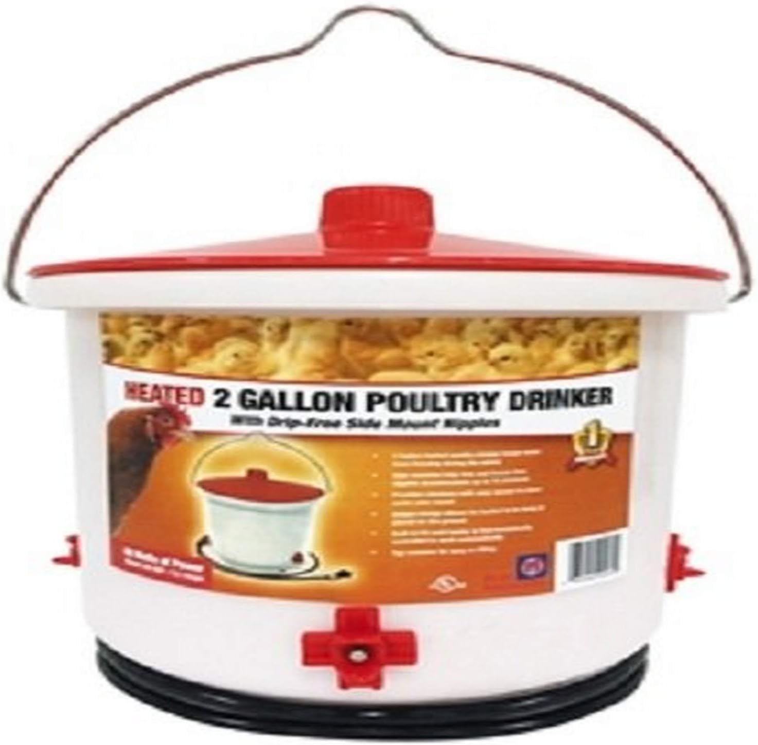 Farm Innovators Heated Poultry Drinker - Drip-Free & 2 Gal Capacity