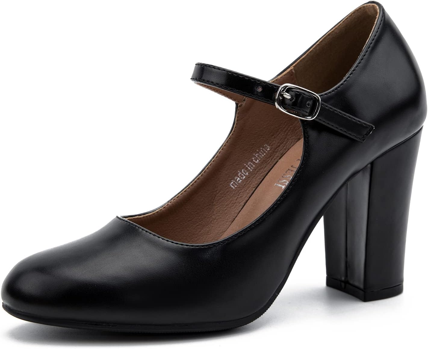Women's Mary Jane Heels Closed Toe Chunky Block High Heel Pumps