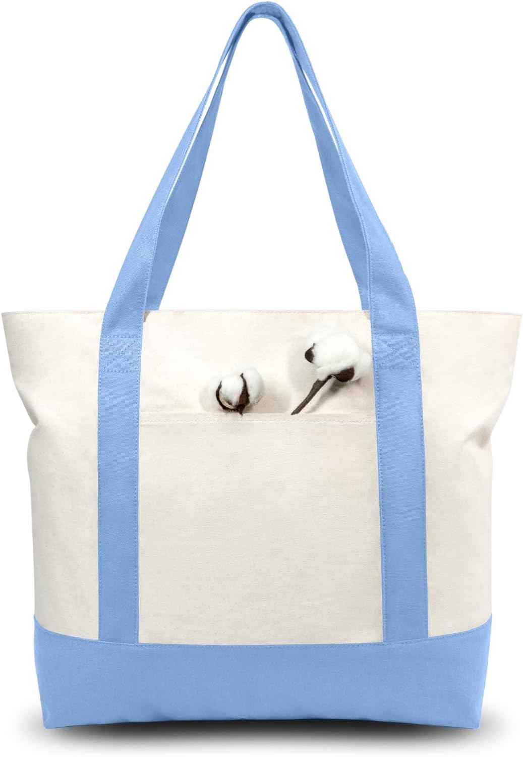 TOPDesign Canvas Tote Bags 3-Pack with External Pocket