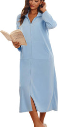 Ekouaer Zipper Robe Long Sleeves House Coat - Warm, Soft Loungewear
