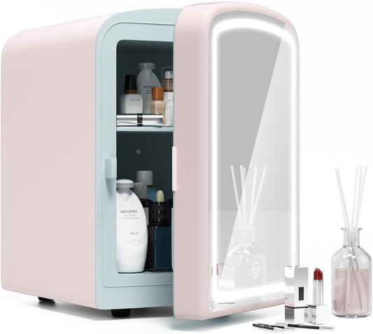 Mini Fridge for Skin Care with LED Mirror and Hot or Cold Function