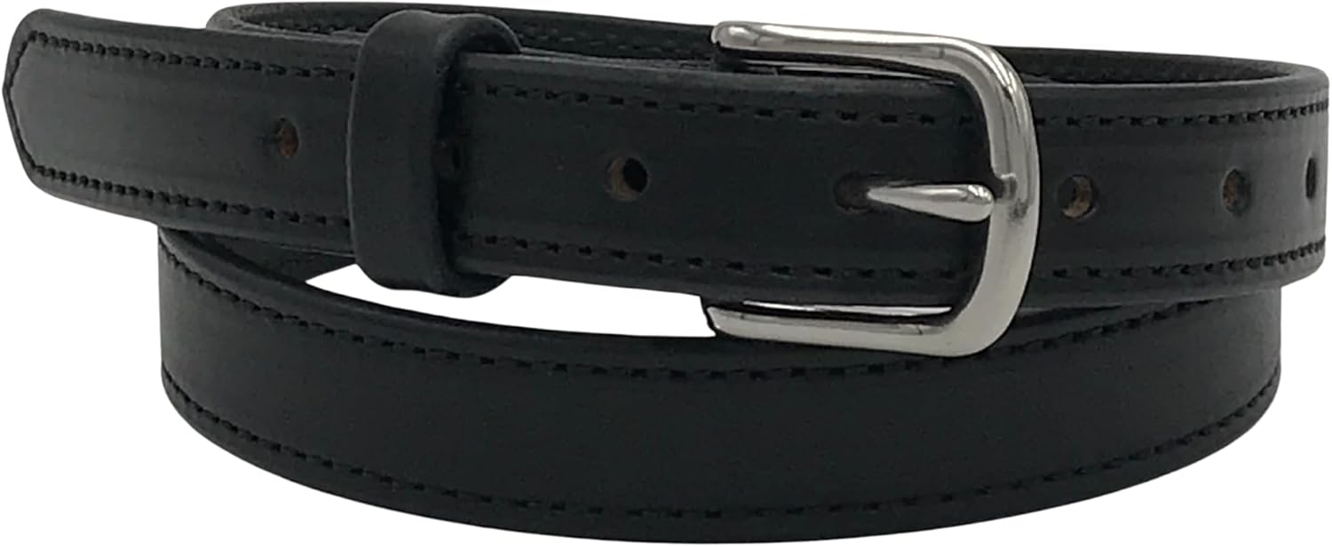Black Amish Handmade Leather Dress Belt for Stylish Elegance