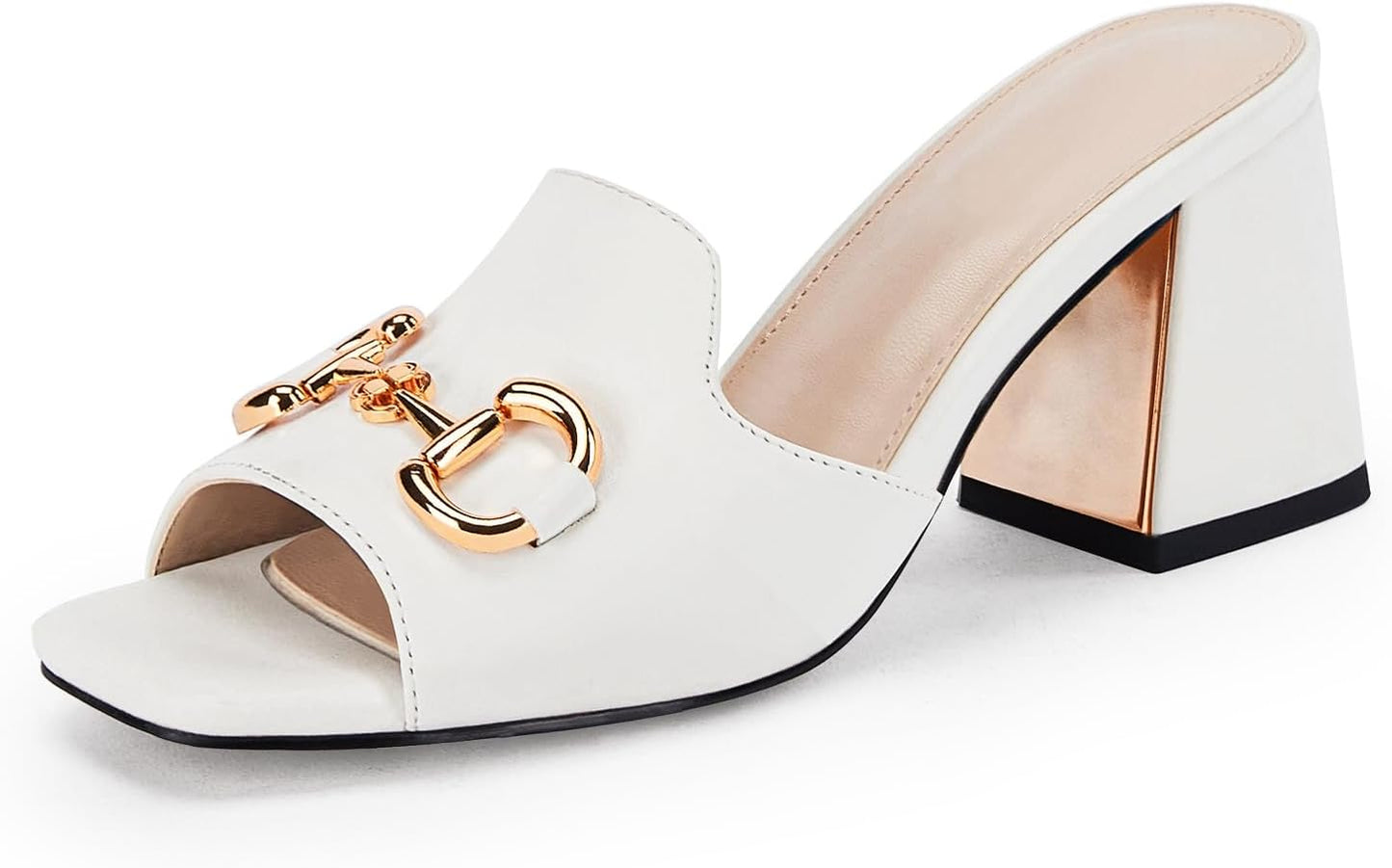 Gihubafuil Women's Sandals Peep Toe Slides with Chunky Heel