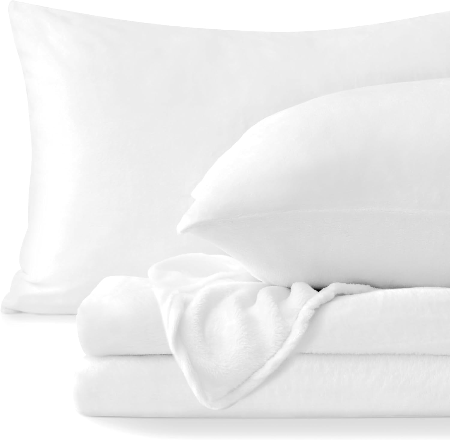 BEDELITE Flannel Sheets Twin Size Bright White for Cozy Nights
