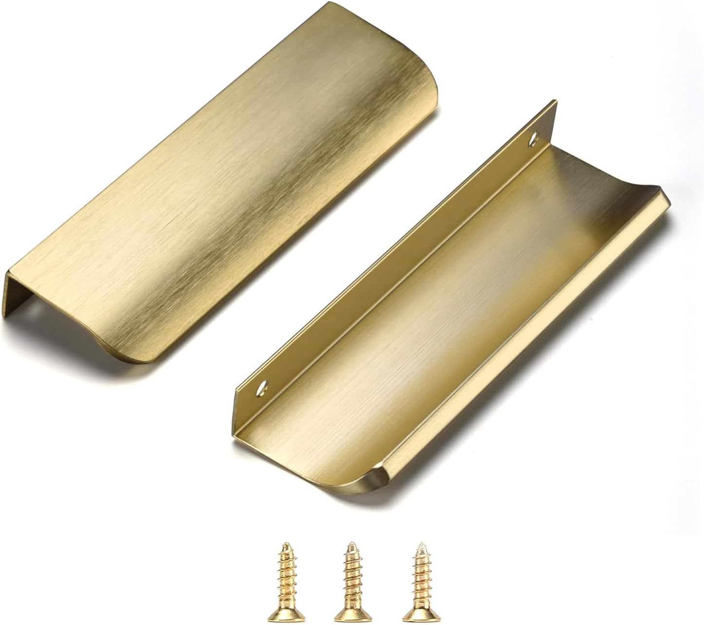 Satanga Edge Finger Tab Pulls for Cabinets Modern Brushed Brass