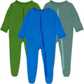 Baby Boy Footed Pajamas with Mittens - Rayon Bamboo 2-Way Zipper