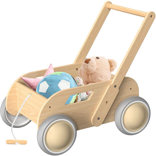 2025 HOMEKOL Wooden Baby Walker for Boys and Girls, Log Color