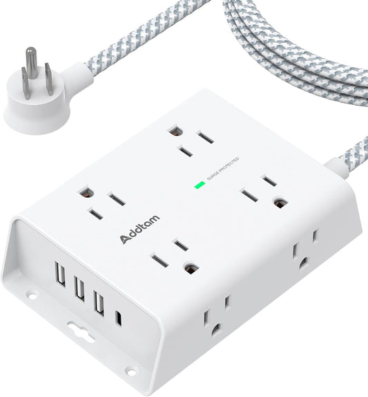 Addtam Surge Protector Power Strip: 8 Outlets + 4 USB Ports