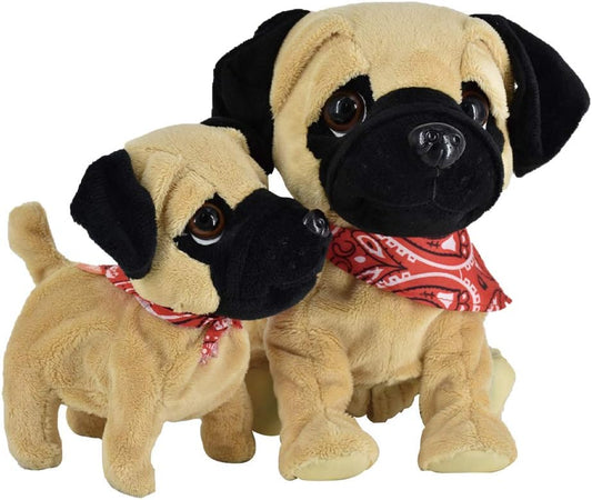 Interactive Pug Plush Duo - Touch & Sound Fun!
