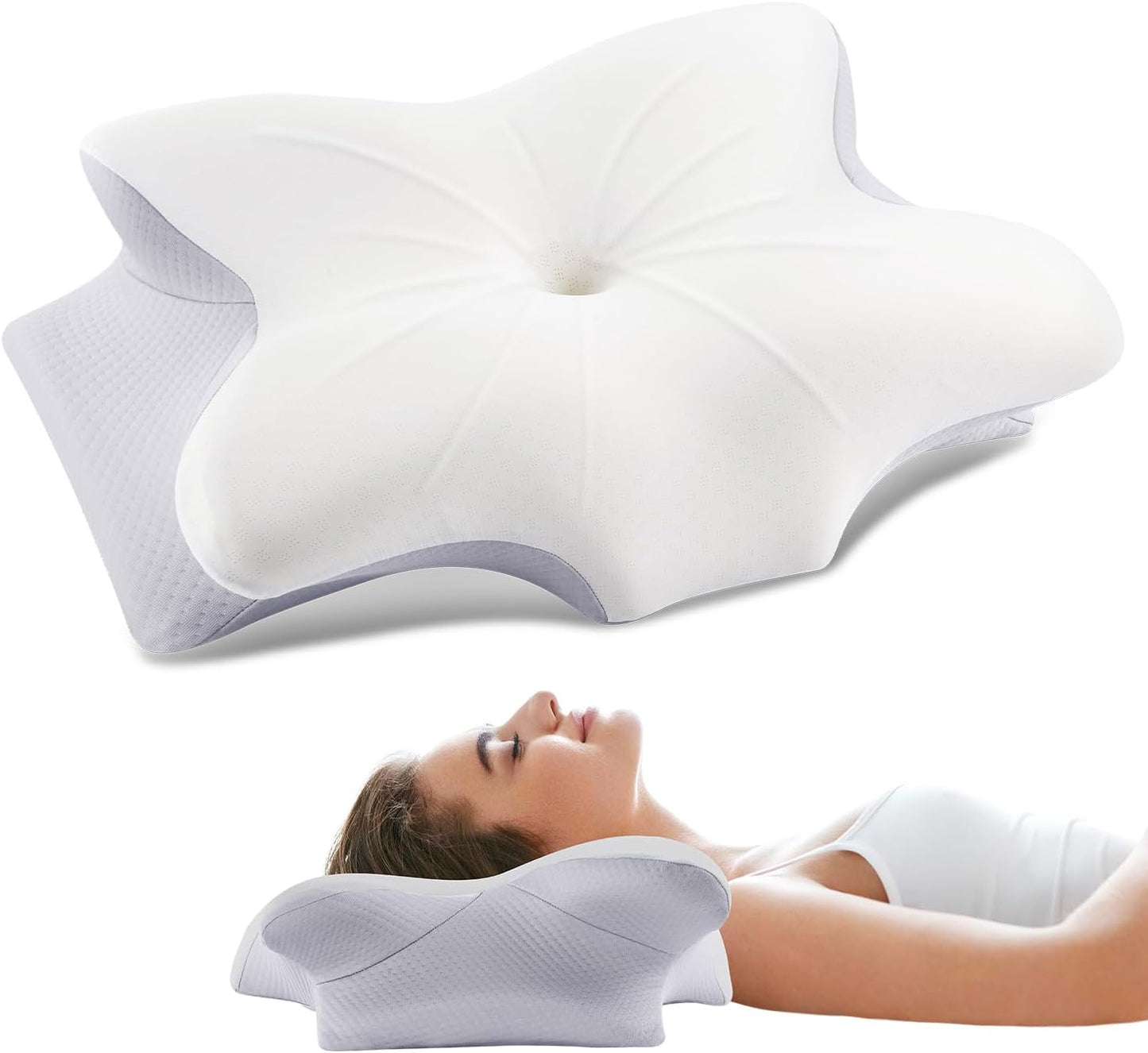 Cervical Pillow for Neck Pain Relief - Ergonomic Memory Foam