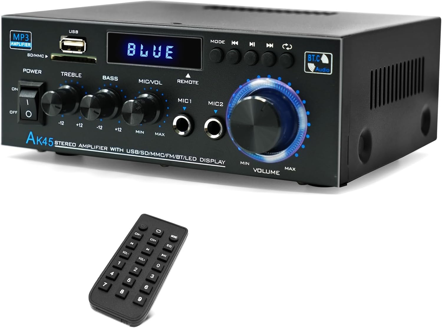 AK45 Stereo Home Audio Amplifier with Bluetooth 5.0 Receiver