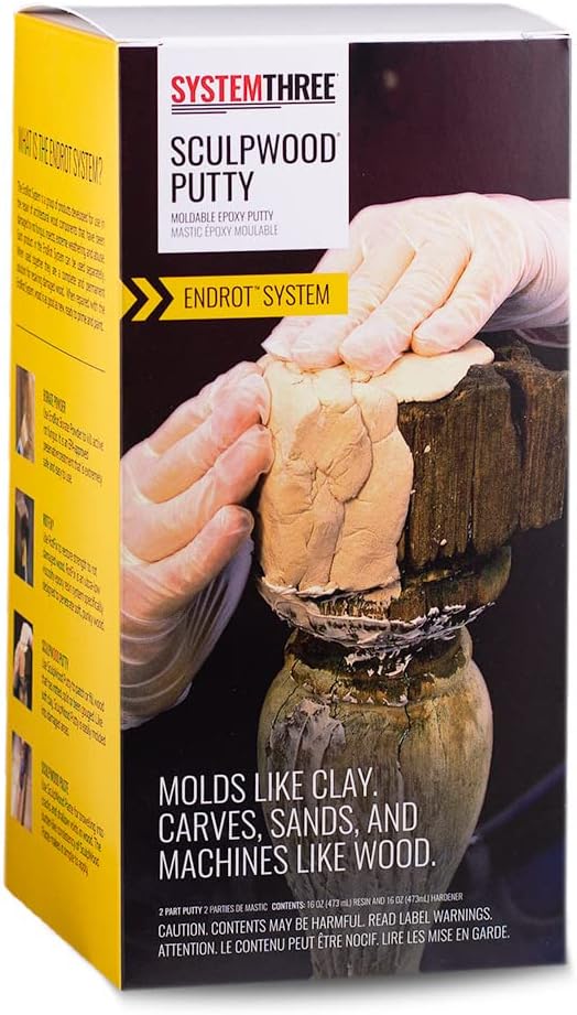 System Three SculpWood Putty Epoxy Filler for Wood Repair