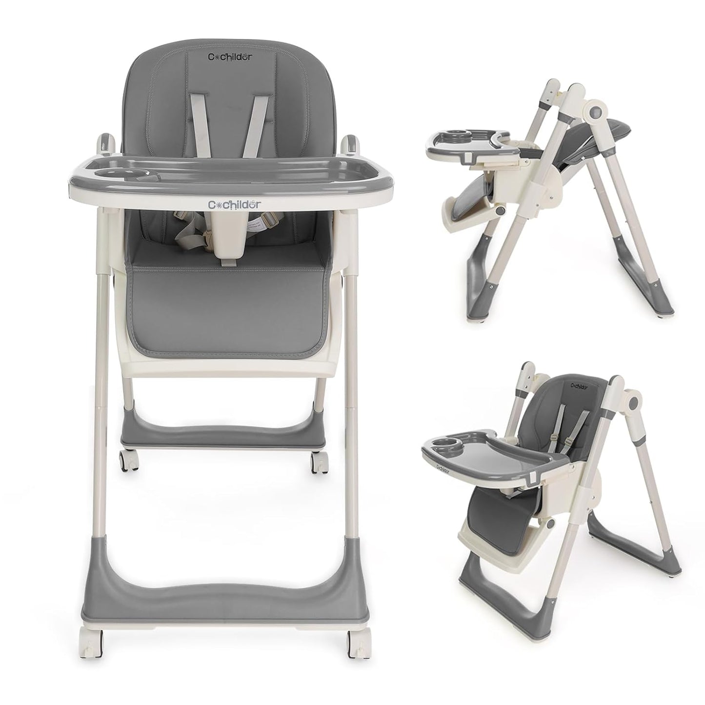3-in-1 Foldable High Chair for Babies & Toddlers with Safety