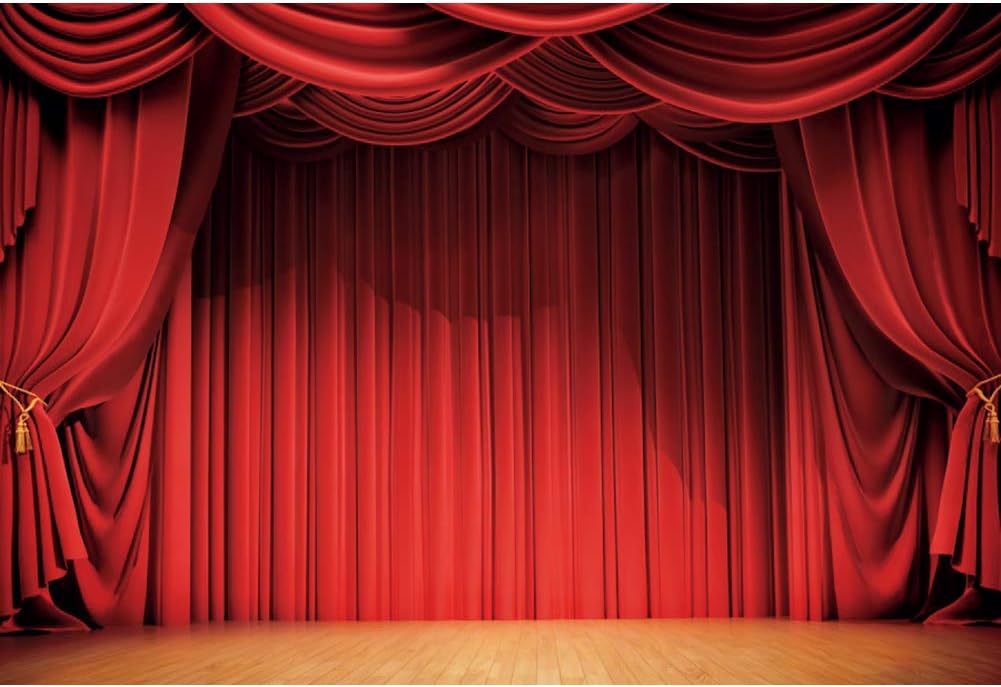 10x8ft Red Curtain Backdrops for Stage Events and Photography
