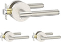 Brushed Satin Nickel Door Handles 3-Pack - Knurled Privacy Levers