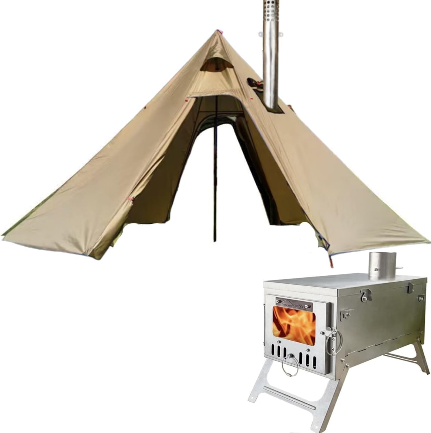 DANCHEL OUTDOOR Hot Tent & Titanium Stove Combo - Ultimate Winter Camping Gear
