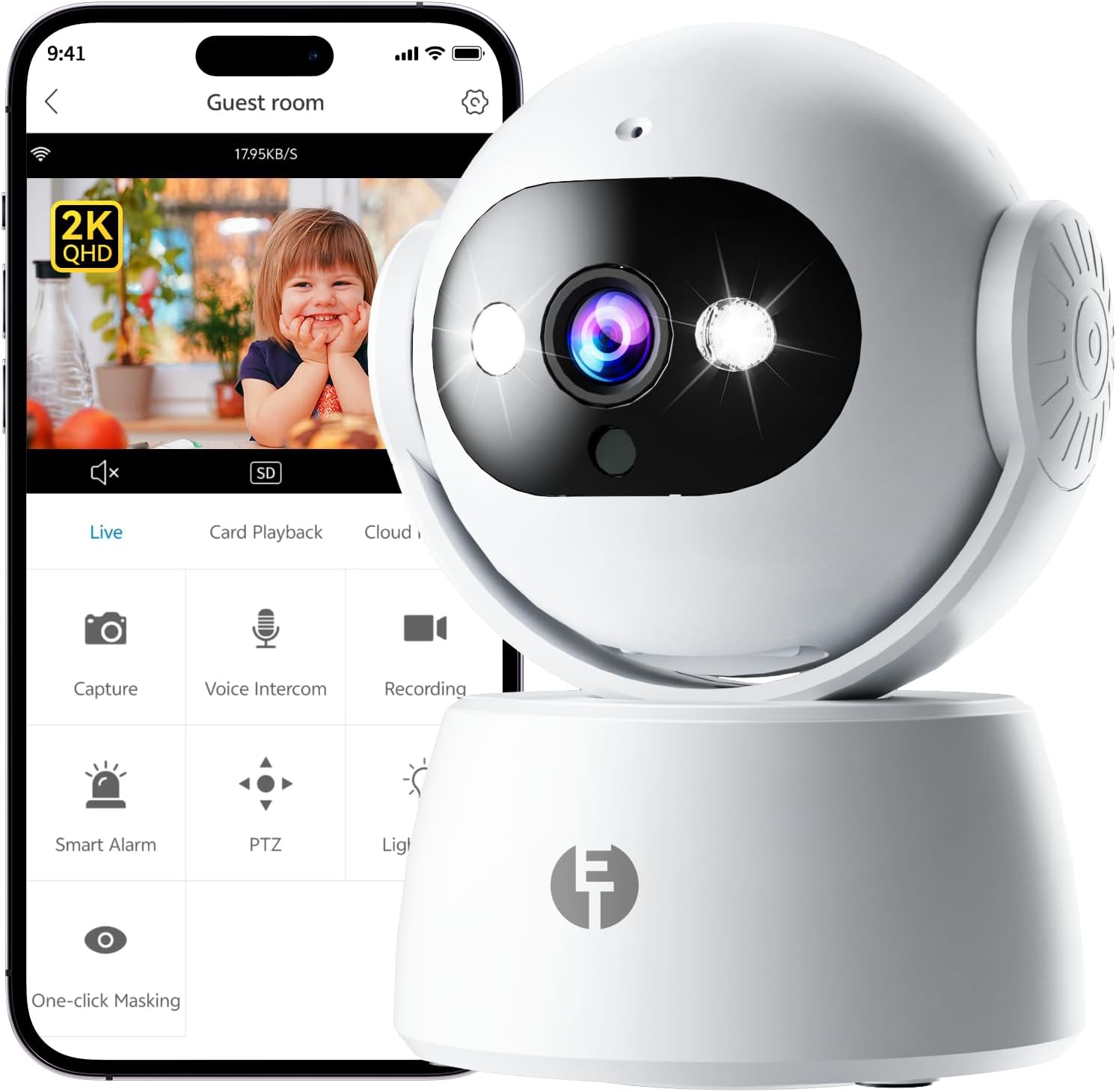 360View Security Cam, One-Touch Privacy, Smart Motion, Night Vision