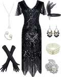 Women's 1920s Gatsby Sequin Beads Long Fringe Flapper Dress