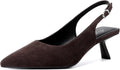 Brown Suede Kitten Heels for Women Pointed Toe Slingback - Versatile