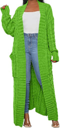 A ADILACA Women's Thin Type Stylish Cable Knit Cardigan - Extra Long