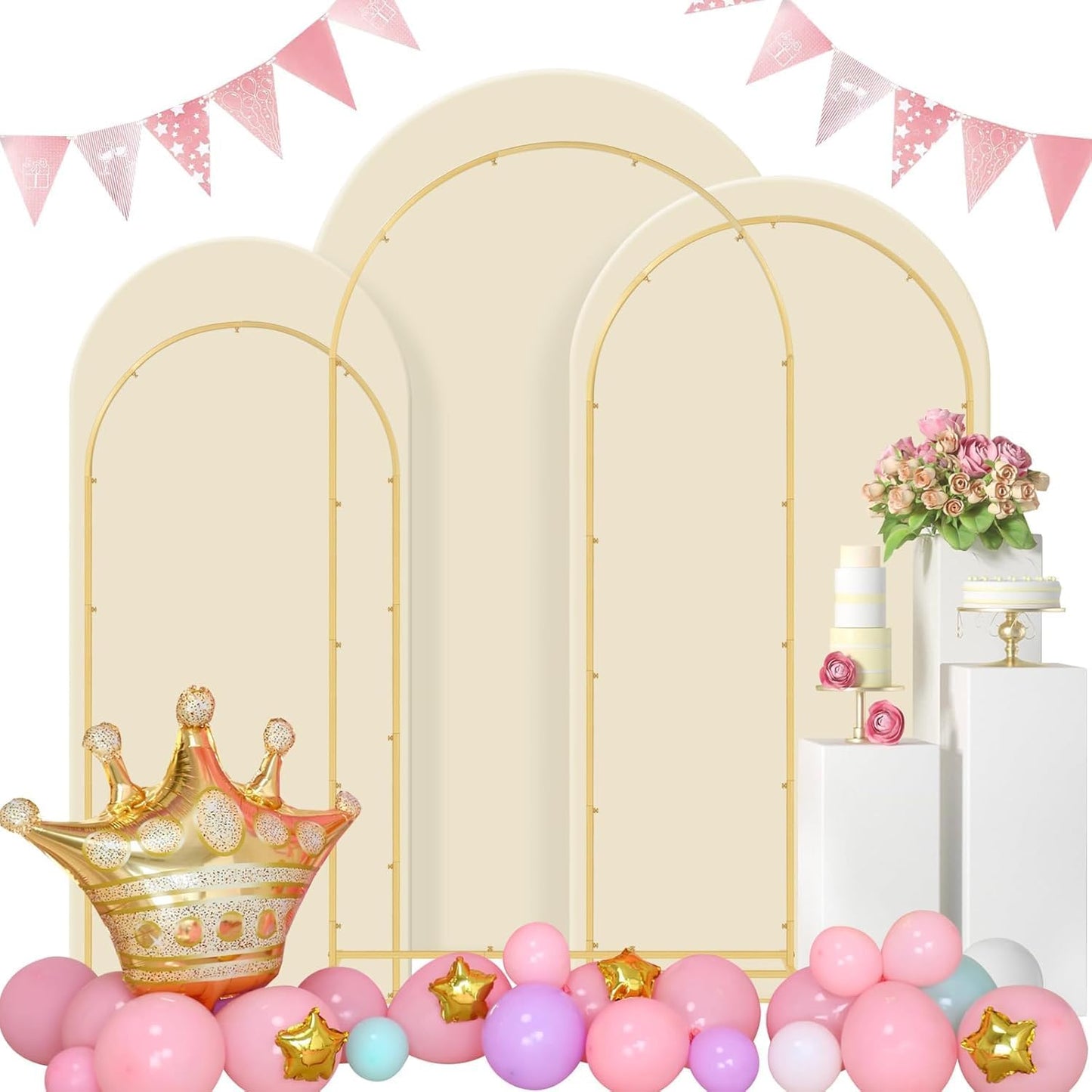 Wedding 3-Piece Metal Arch Backdrop Stand for Events