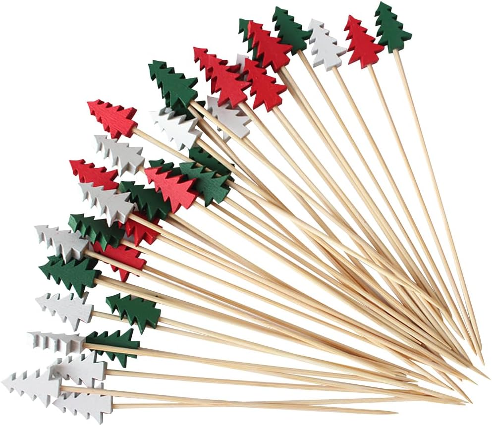 Festive Xmas Cocktail Picks Set - 100 Pcs