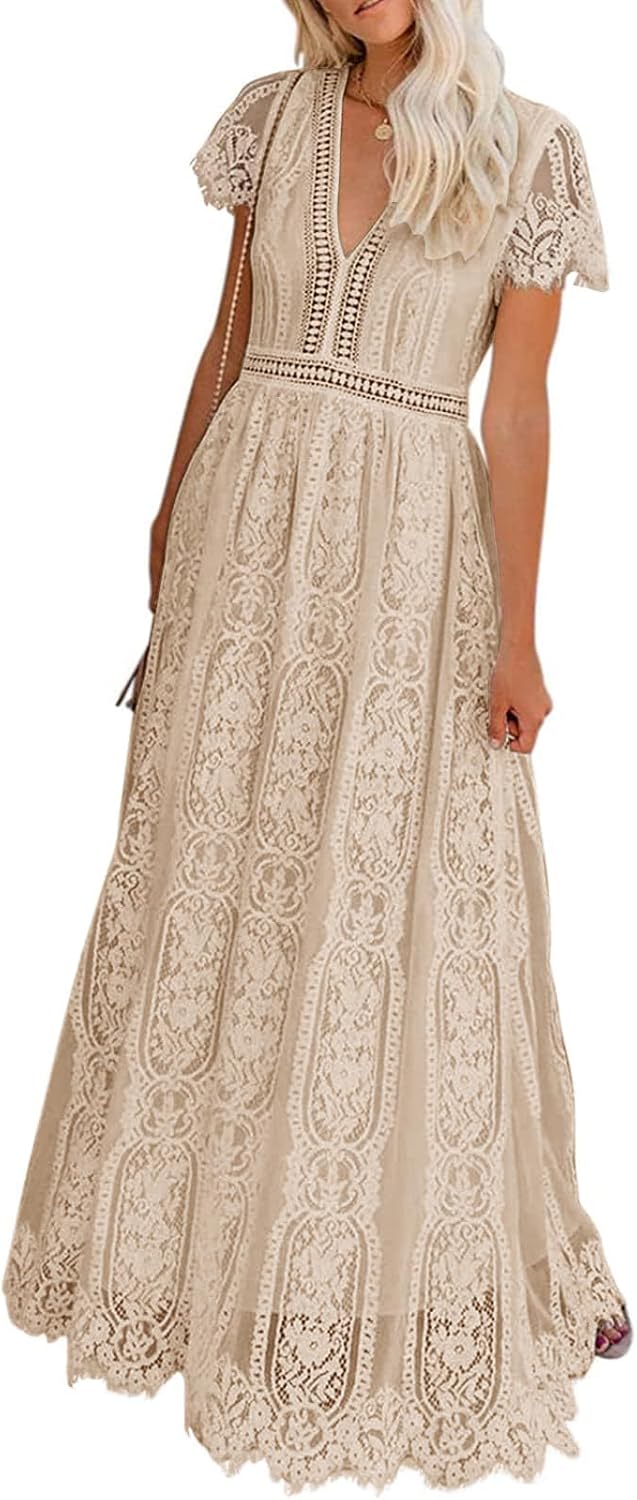 Floral Lace Wedding Dress for Bridesmaids and Parties