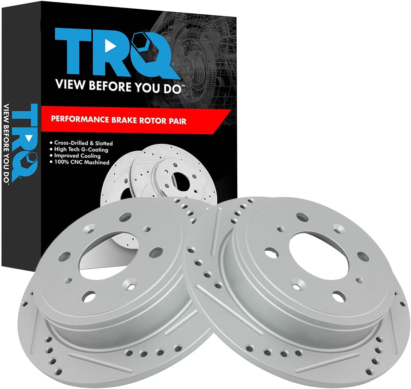 TRQ Rear Performance Brake Rotors Set for Cadillac XLR & Corvette