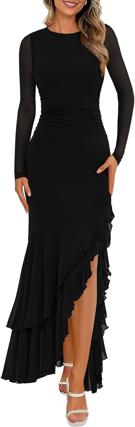 BTFBM Women's Maxi Dresses for Fall 2025 - Elegant Style