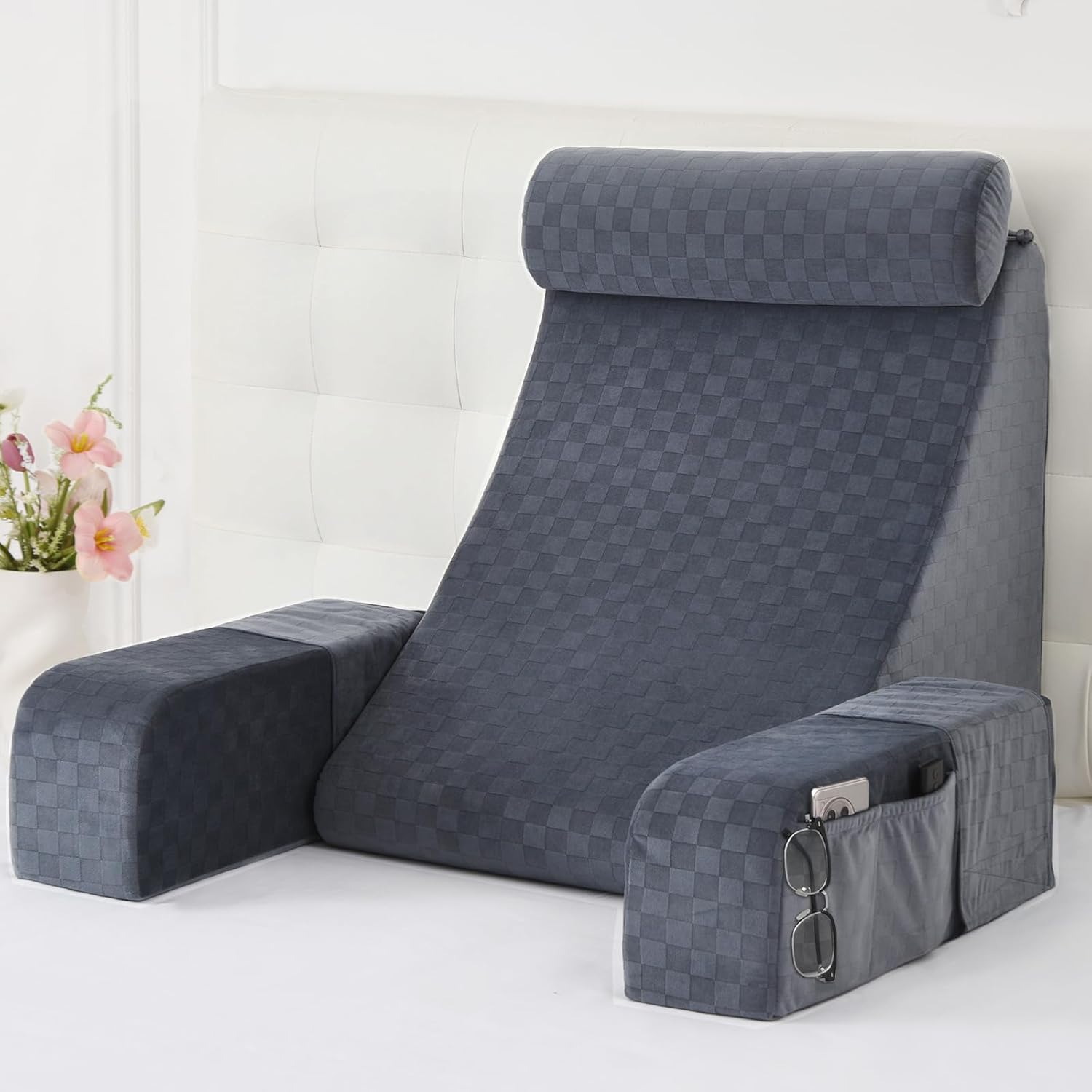 Vekkia Large Reading Pillow with Adjustable Arms for Comfort