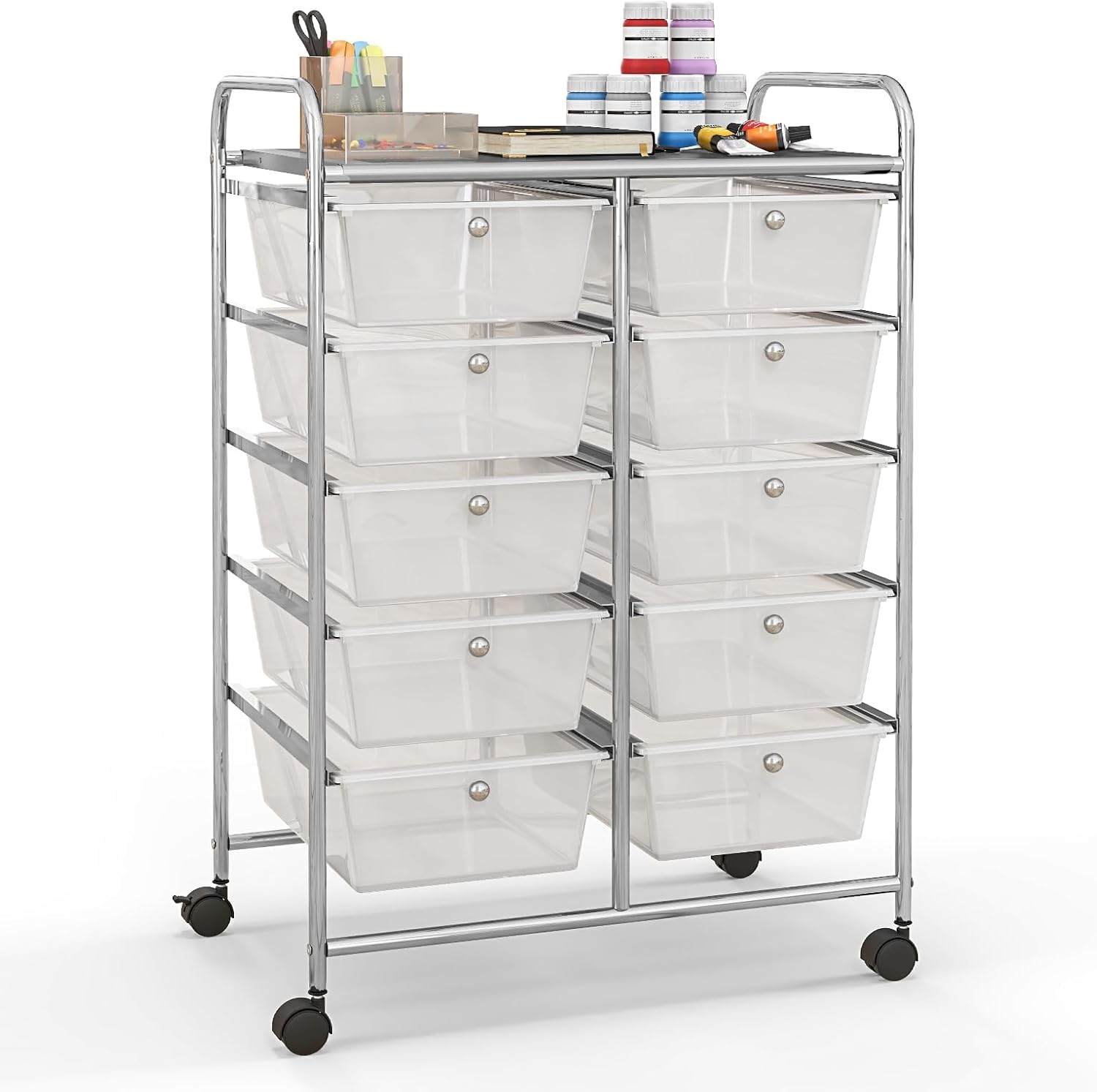 Giantex 10 Drawers Rolling Cart for Classroom and Home Storage