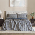 Yarn Dyed Gingham Linen Sheets Queen - Breathable 4-PC Set