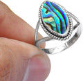 925 Sterling Silver Abalone Split Shank Ring - Statement Gem