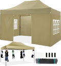 COBIZI 10x15 Heavy Duty Pop Up Canopy Tent with 4 Sidewalls - All