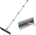 Garden Thatch Rake for Lawn - Heavy Duty 15in Metal Dethatcher